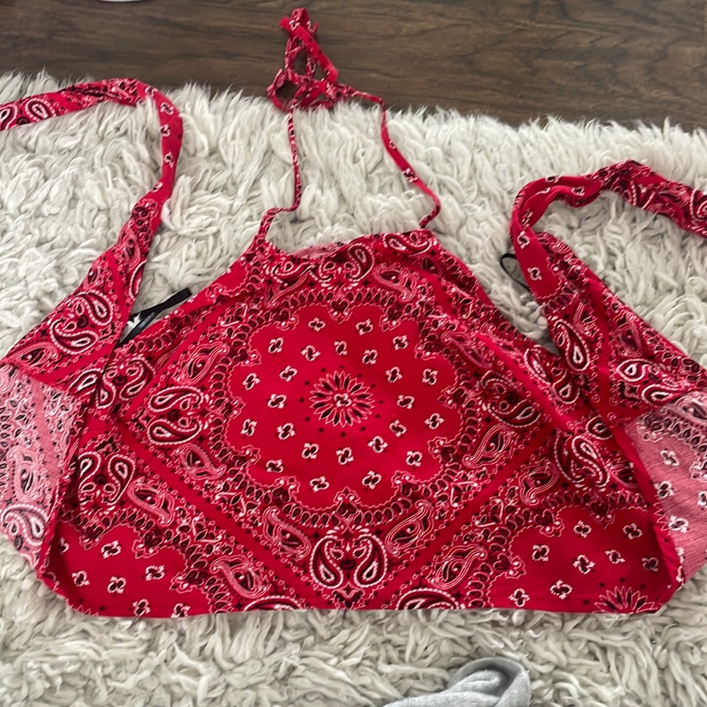 forever 21 red bandana halter top